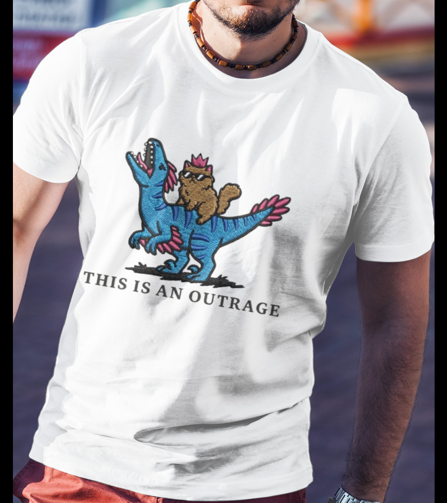 Cat Lover Embroidered Princess Donut And Mongo Dinosaur Outrage T-Shirt