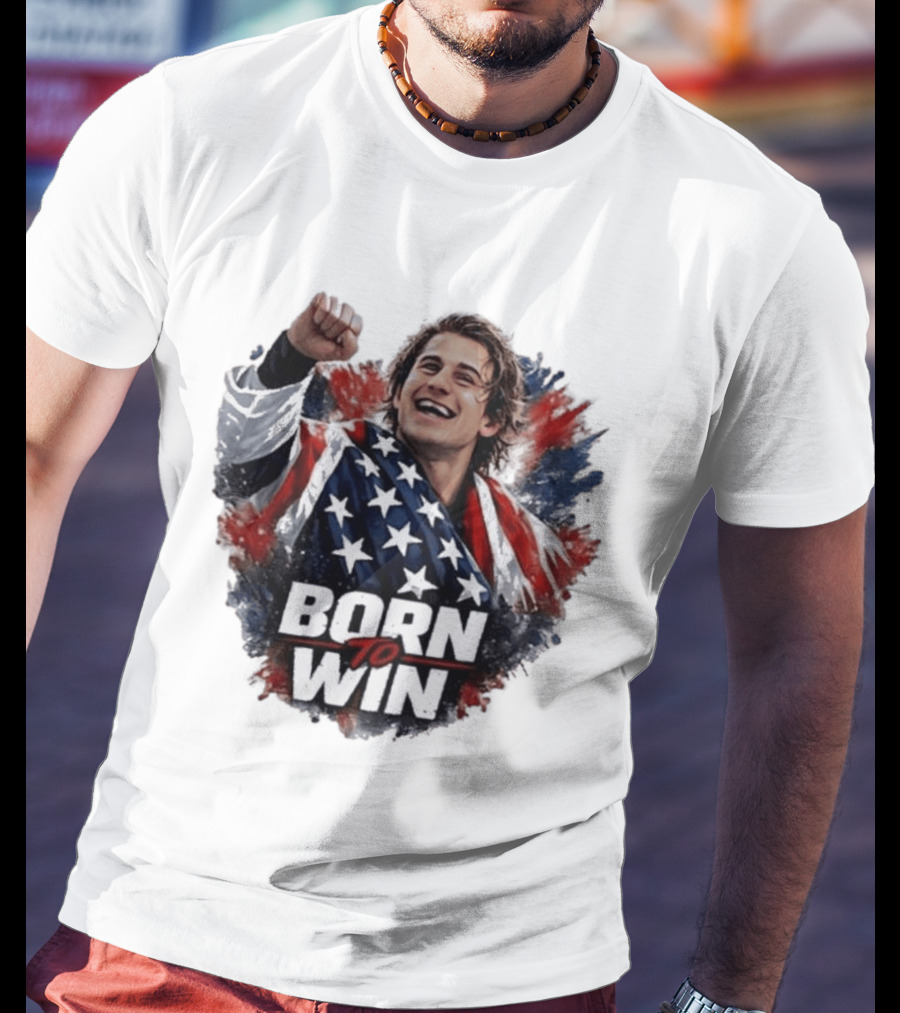 Born To Win Jack Hughes Team USA Hockey Victory T-Shirt