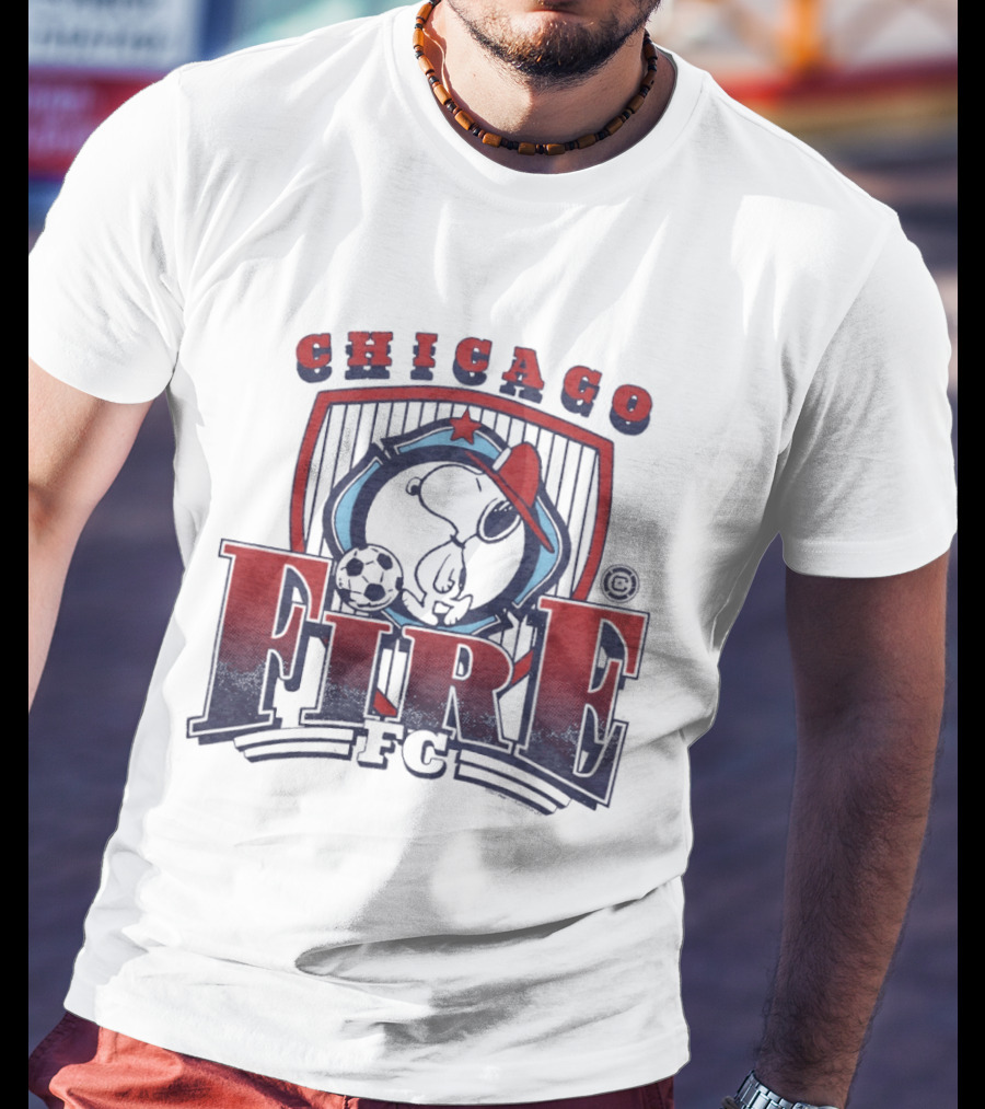 Peanuts Snoopy Chicago Fire FC Collaboration With Soccer Ball And Hat T-Shirt