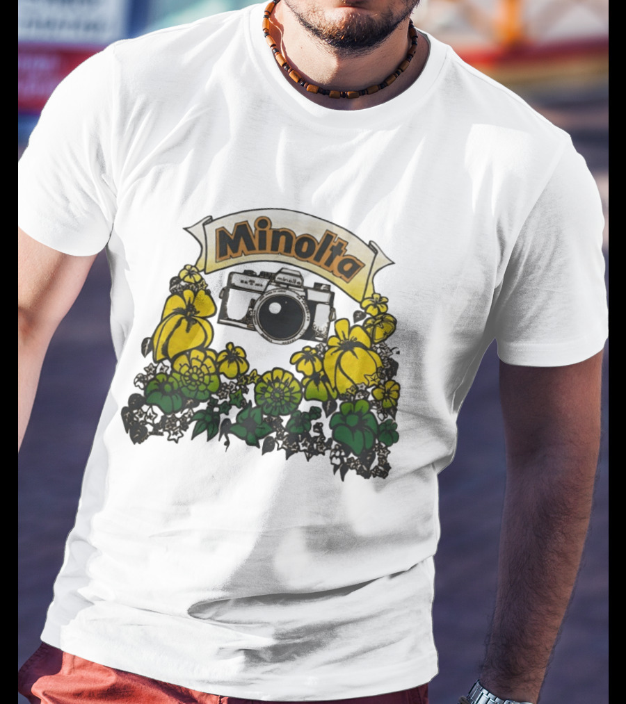 Minolta SRT 70s Vintage Floral Camera Promo T-Shirt