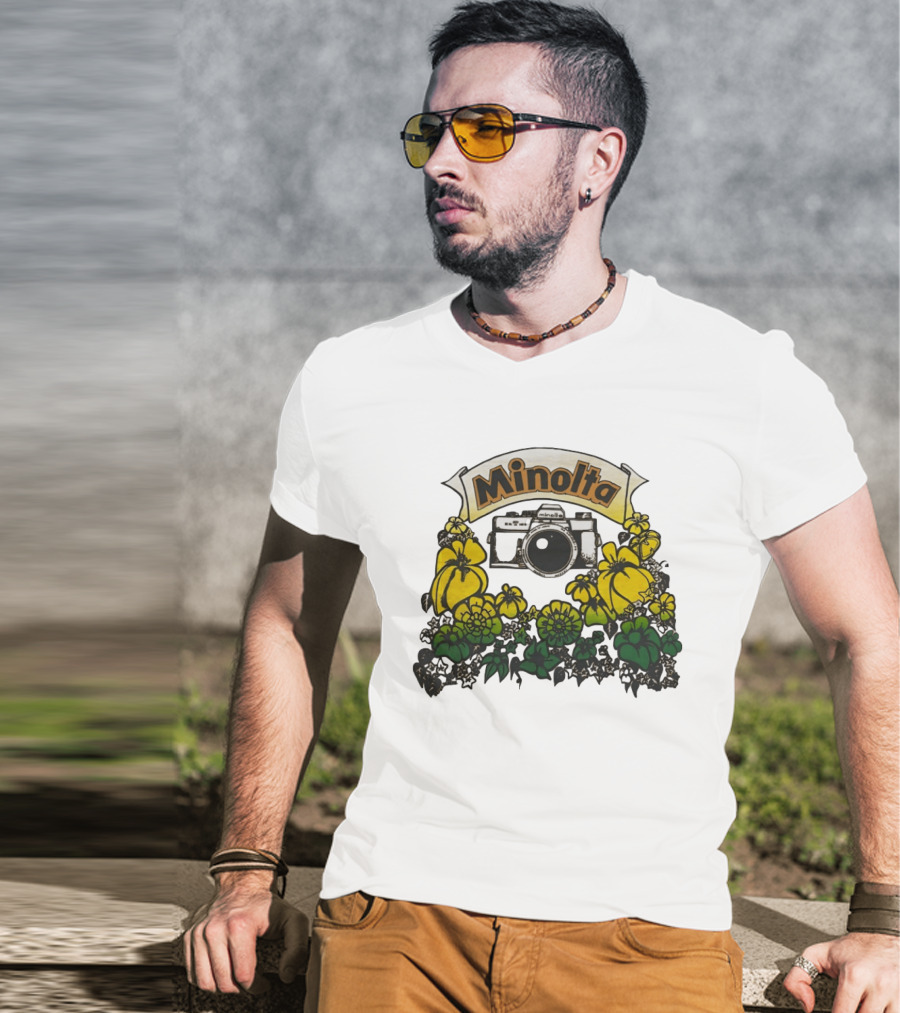 Minolta SRT 70s Vintage Floral Camera Promo T-Shirt