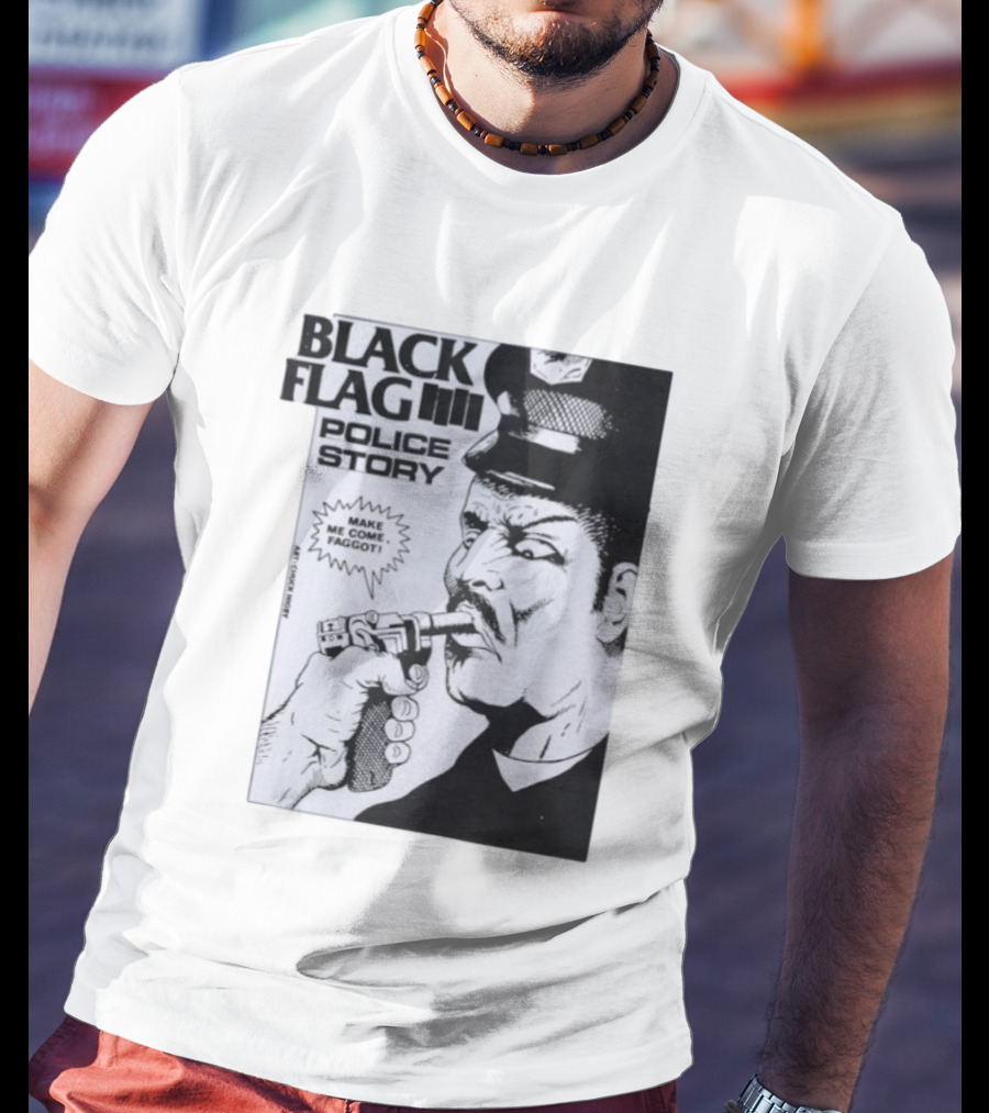Black Flag Police Story Make Me Come OKC's Finest Raymond Pettibon Two Eagles Keepsake T-Shirt