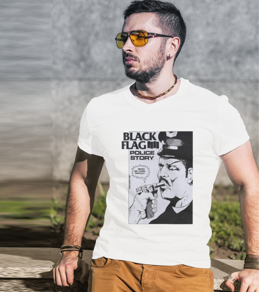 Black Flag Police Story Make Me Come OKC's Finest Raymond Pettibon Two Eagles Keepsake T-Shirt