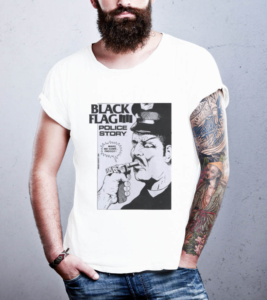 Black Flag Police Story Make Me Come OKC's Finest Raymond Pettibon Two Eagles Keepsake T-Shirt