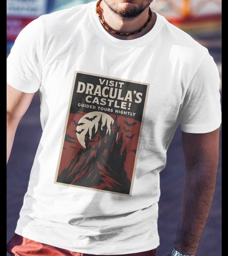 Visit Dracula's Castle Guided Tours Nightly Bats Moon Gothic Twilight T-Shirt
