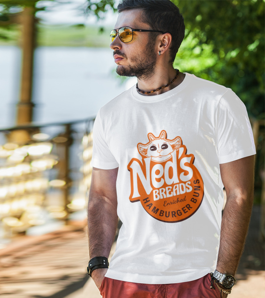 Ned's Breads Enriched Hamburger Buns Cat T-Shirt
