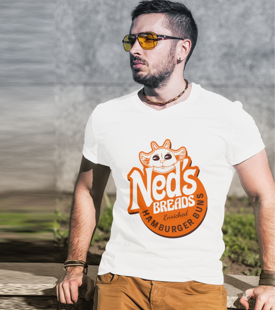 Ned's Breads Enriched Hamburger Buns Cat T-Shirt