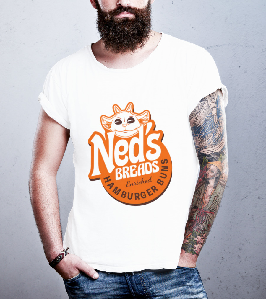 Ned's Breads Enriched Hamburger Buns Cat T-Shirt