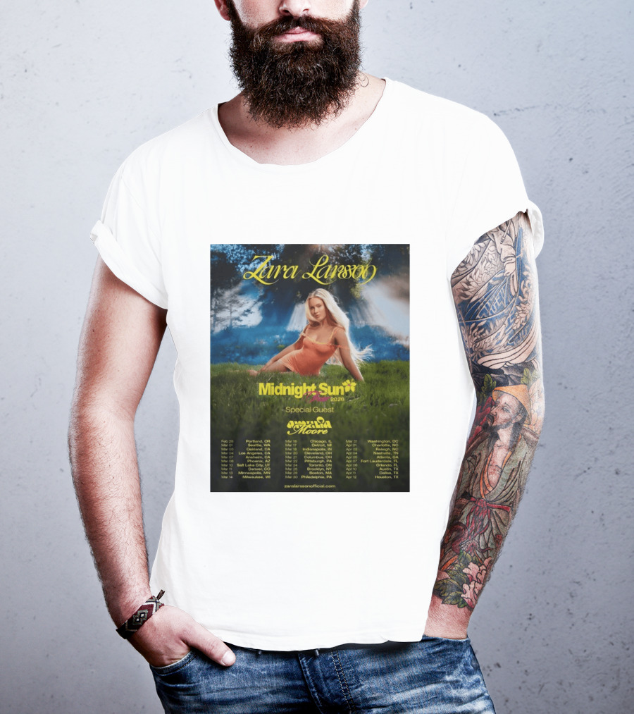 Zara Larsson Midnight Sun Tour 2026 Special Guest Moore Dates And Locations T-Shirt