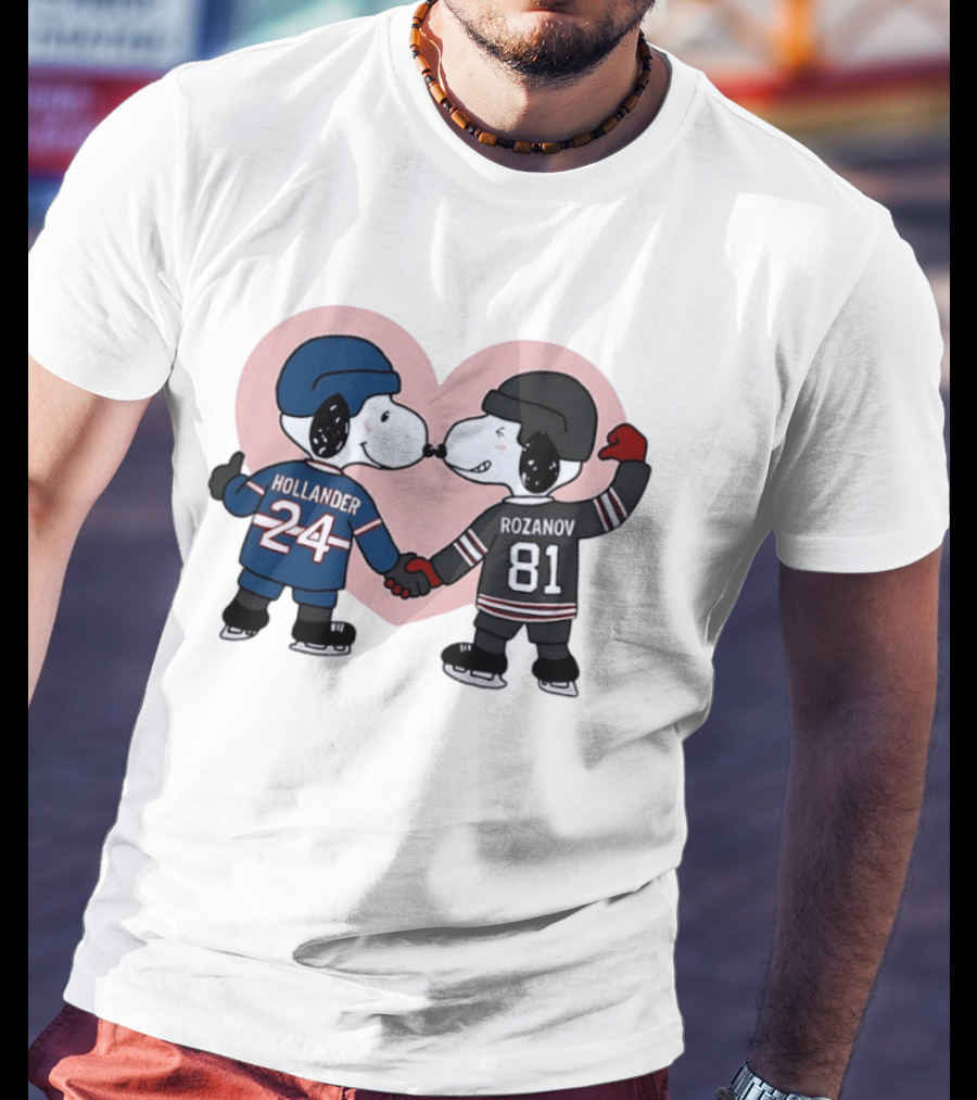 Snoopy Hockey Romance With Ilya Rozanov And Shane Hollander T-Shirt