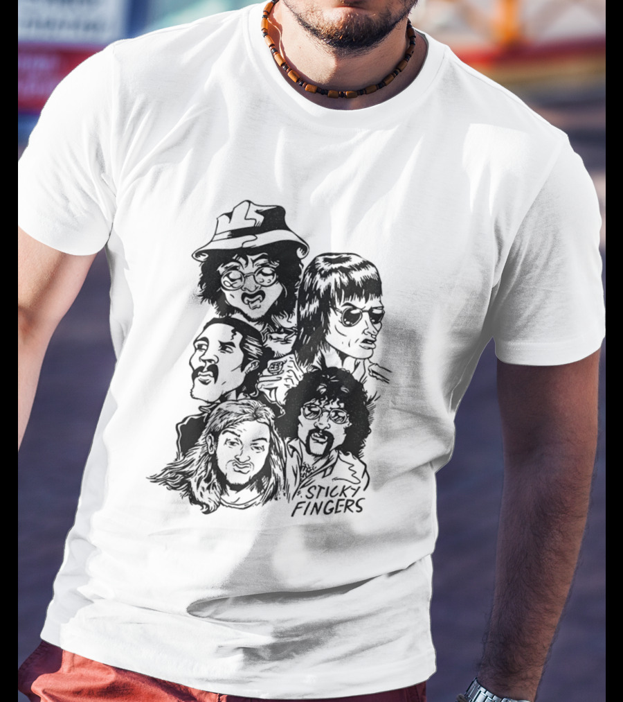 Sticky Fingers Band Member Caricature T-Shirt