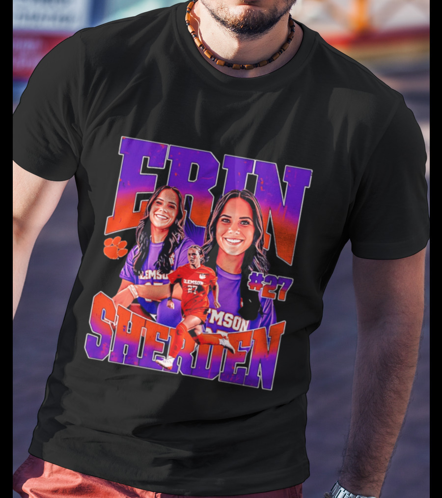 Erin Sherden Clemson Soccer Number 27 Fan Gear T-Shirt