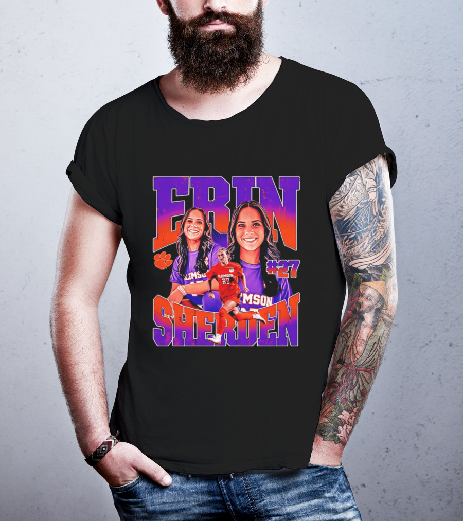 Erin Sherden Clemson Soccer Number 27 Fan Gear T-Shirt