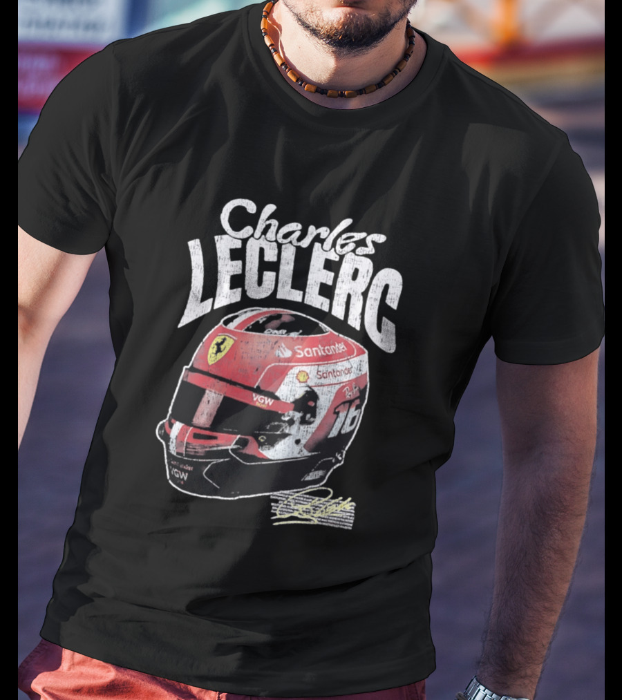 Charles Leclerc Ferrari Helmet VGW Santander 16 F1 Racing T-Shirt