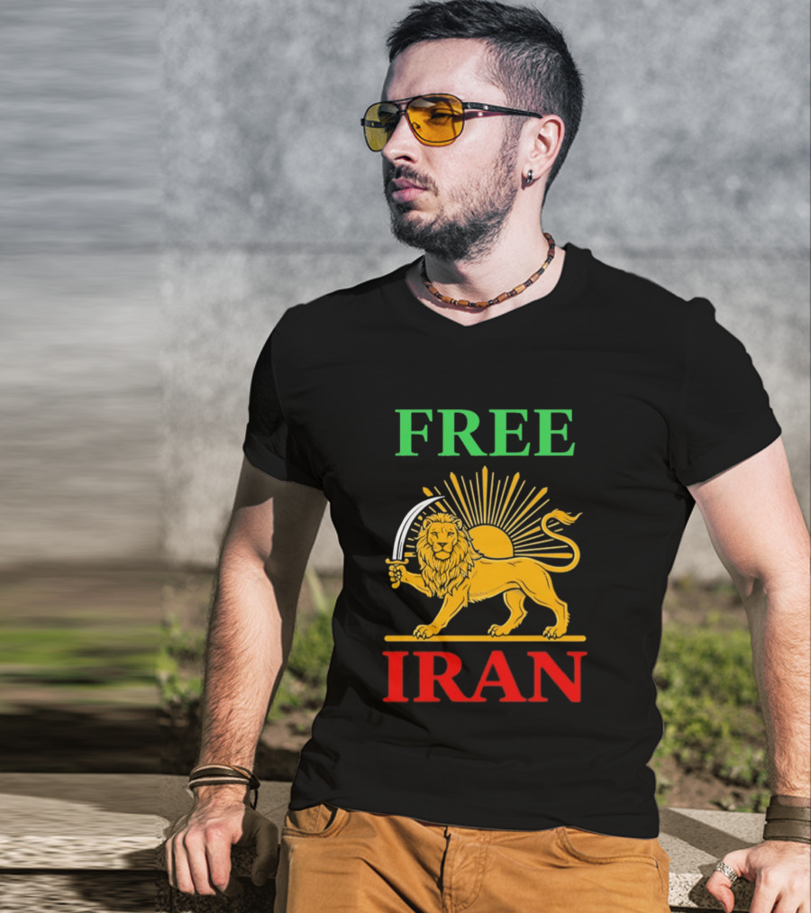 Free Iran Lion And Sun Shir O Khorshid T-Shirt