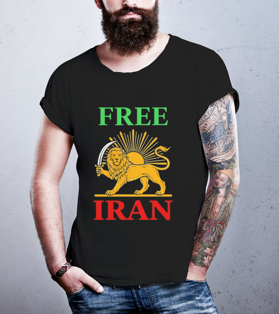 Free Iran Lion And Sun Shir O Khorshid T-Shirt