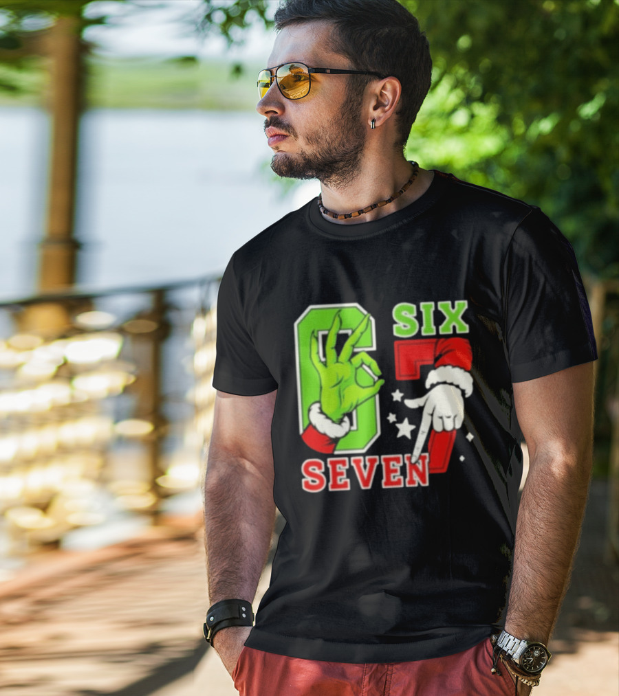 Grinch Santa 67 Six Seven Christmas TikTok Trending T-Shirt