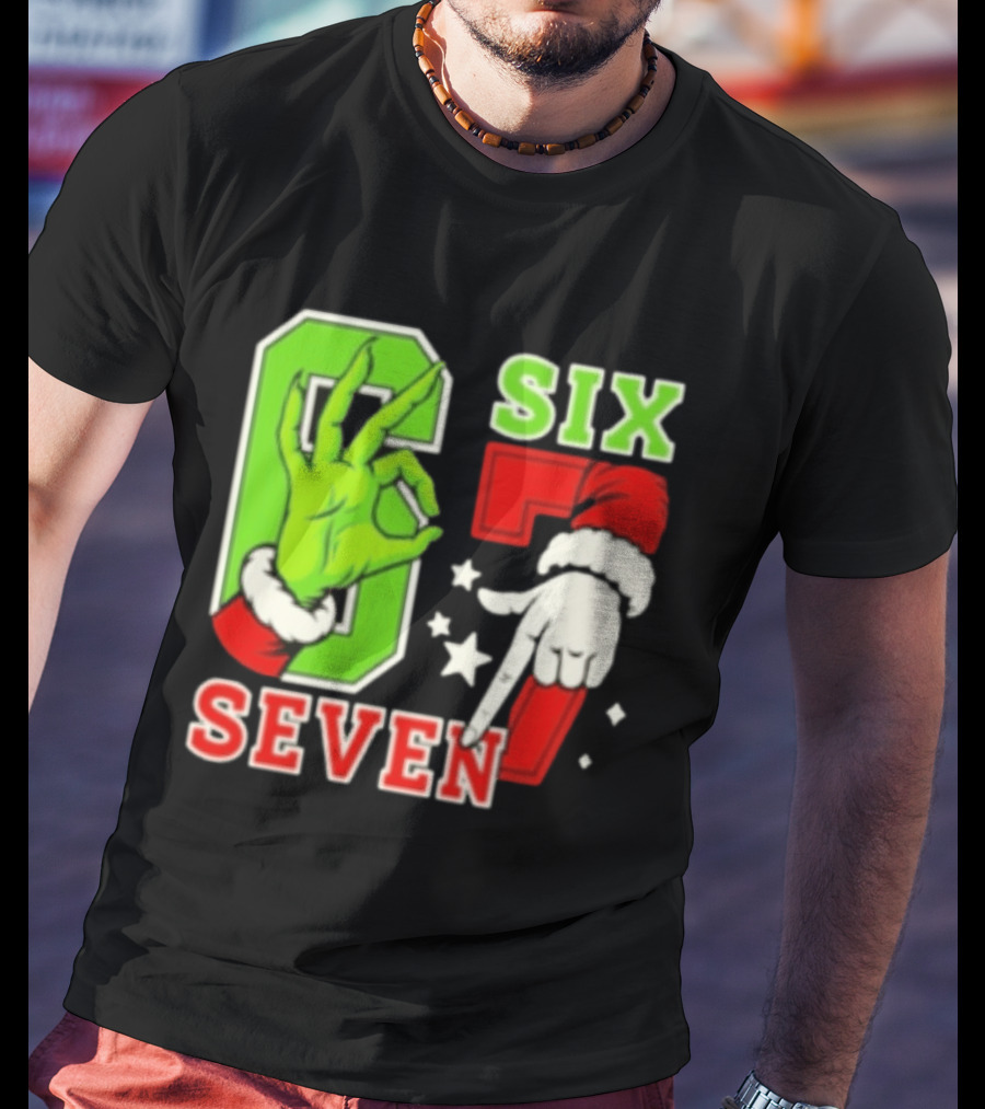Grinch Santa 67 Six Seven Christmas TikTok Trending T-Shirt
