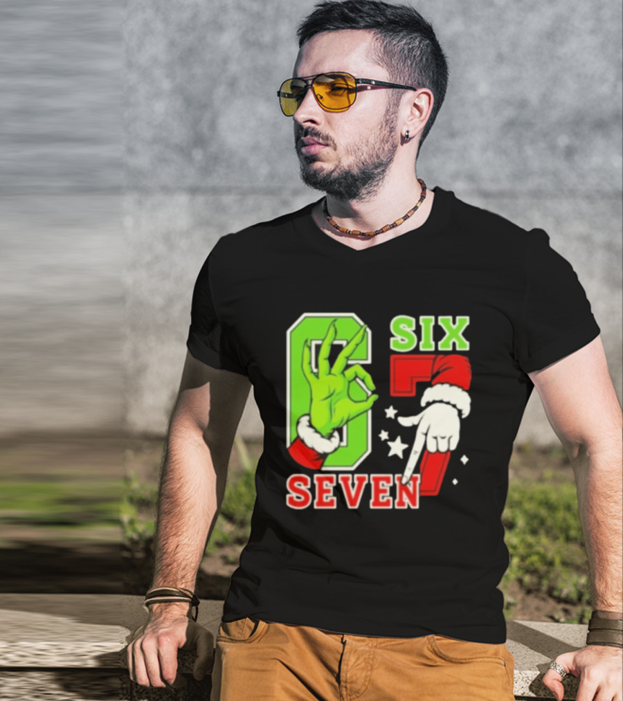 Grinch Santa 67 Six Seven Christmas TikTok Trending T-Shirt