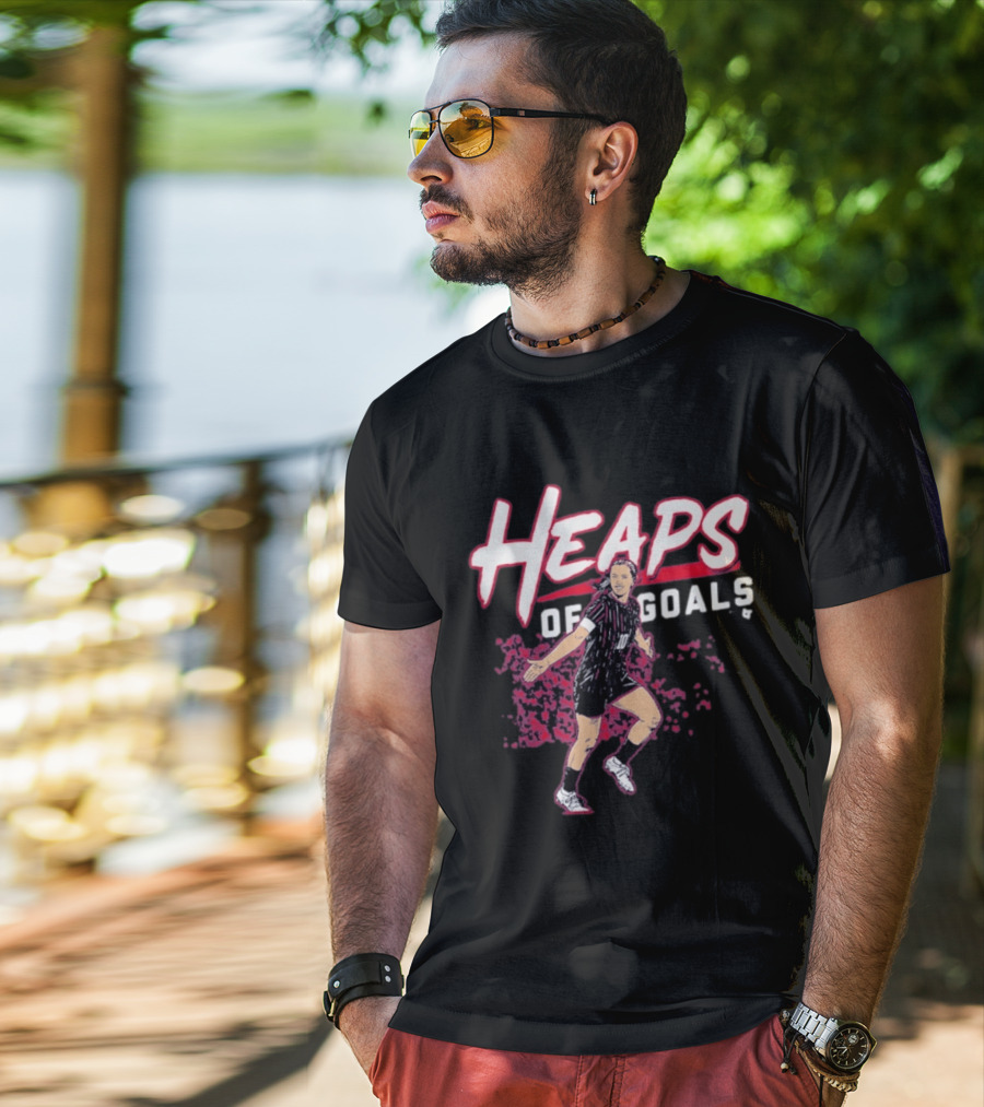 Heaps Of Goals Soccer Player Celebration In Black And Red Jersey T-Shirt