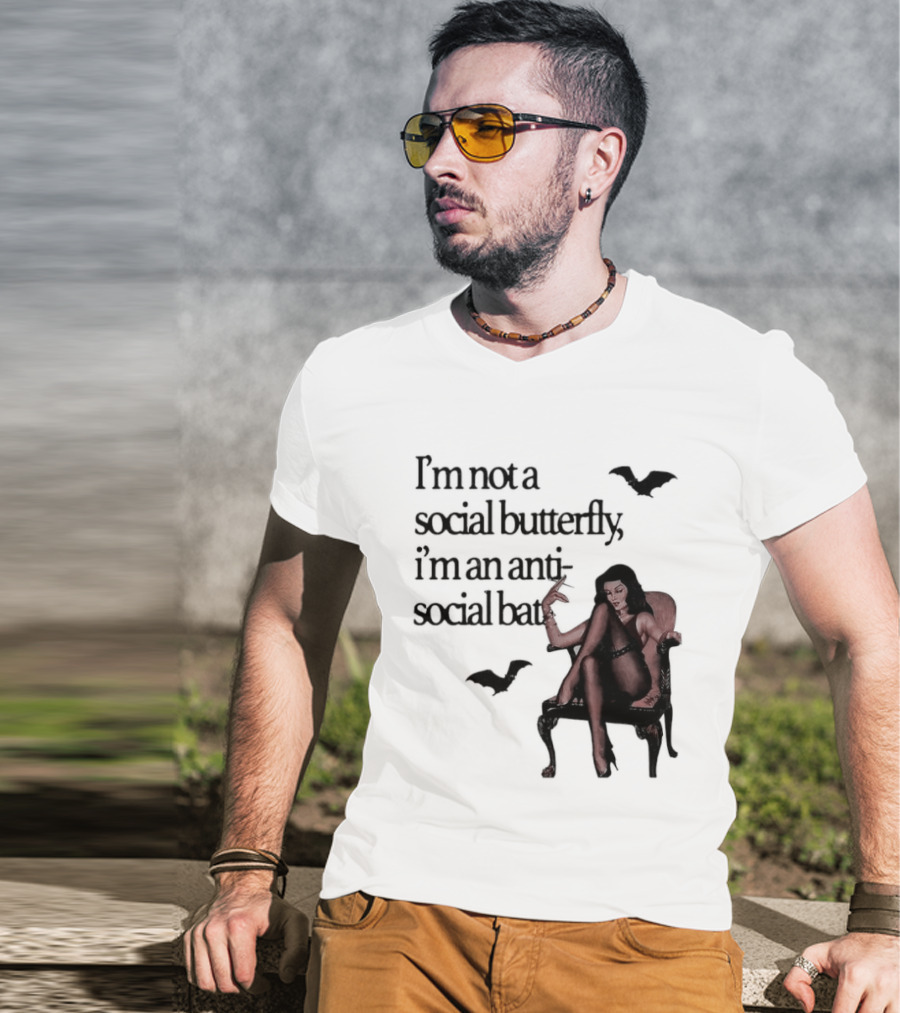 I'm Not A Social Butterfly I'm An Antisocial Bat With Bat And Woman T-Shirt