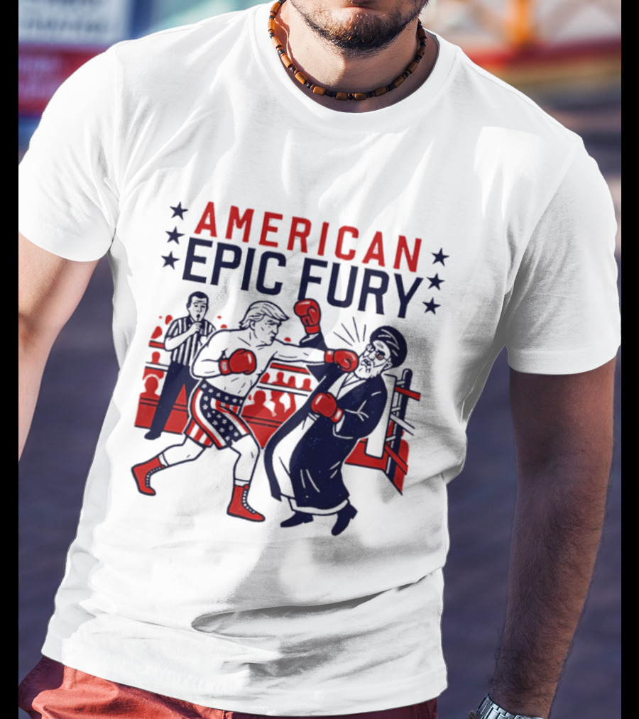 American Epic Fury Khamenei Vs Trump Boxing Showdown T-Shirt