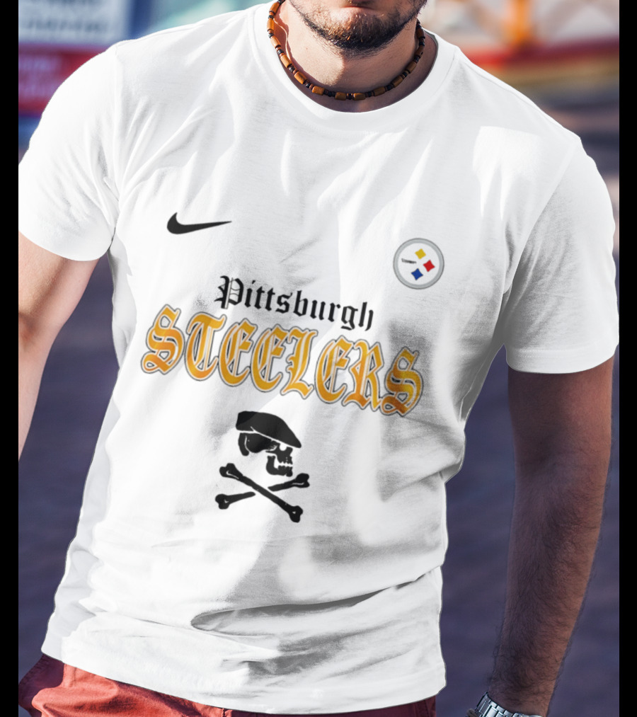 Pittsburgh Steelers Dropkick Murphys Skull Crossbones Collaboration Nike T-Shirt