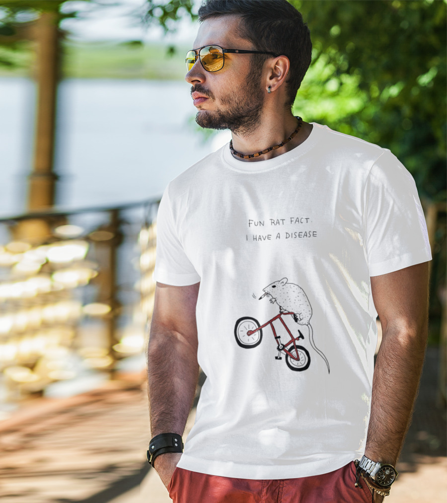 Fun Rat Fact I Have A Disease Rat On Bicycle T-Shirt