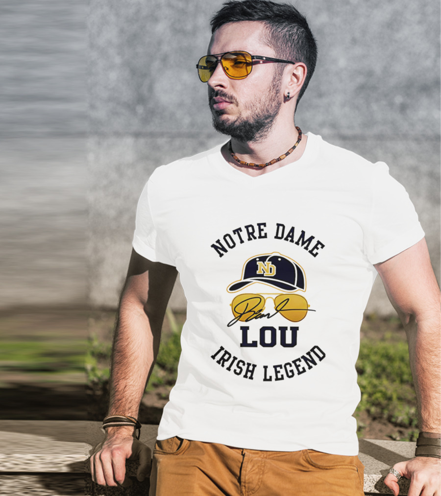 Notre Dame Irish Legend Lou Holtz ND Hat Signature T-Shirt