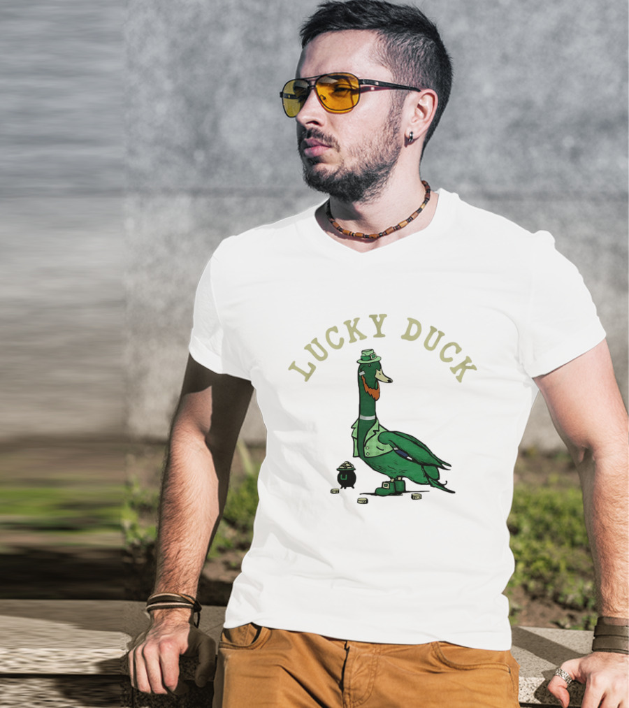 Lucky Duck St Patrick's Day Leprechaun Hat With Irish Coins T-Shirt