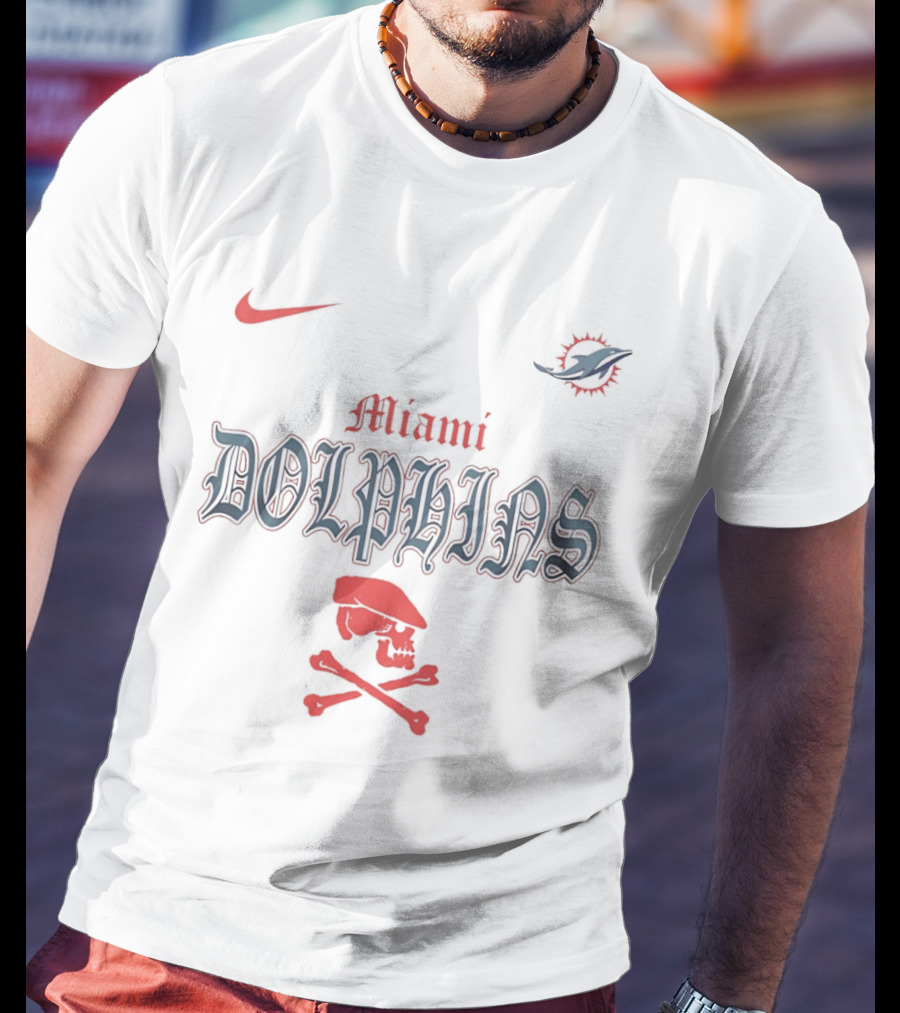 Miami Dolphins Dropkick Murphys Skull Nike NFL Collaboration T-Shirt