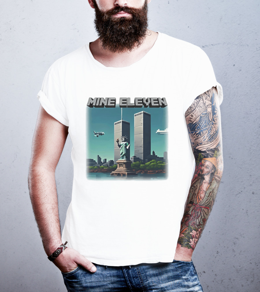 Mine Eleven Liberty Towers Tribute With Statue Of Liberty And Plane T-Shirt