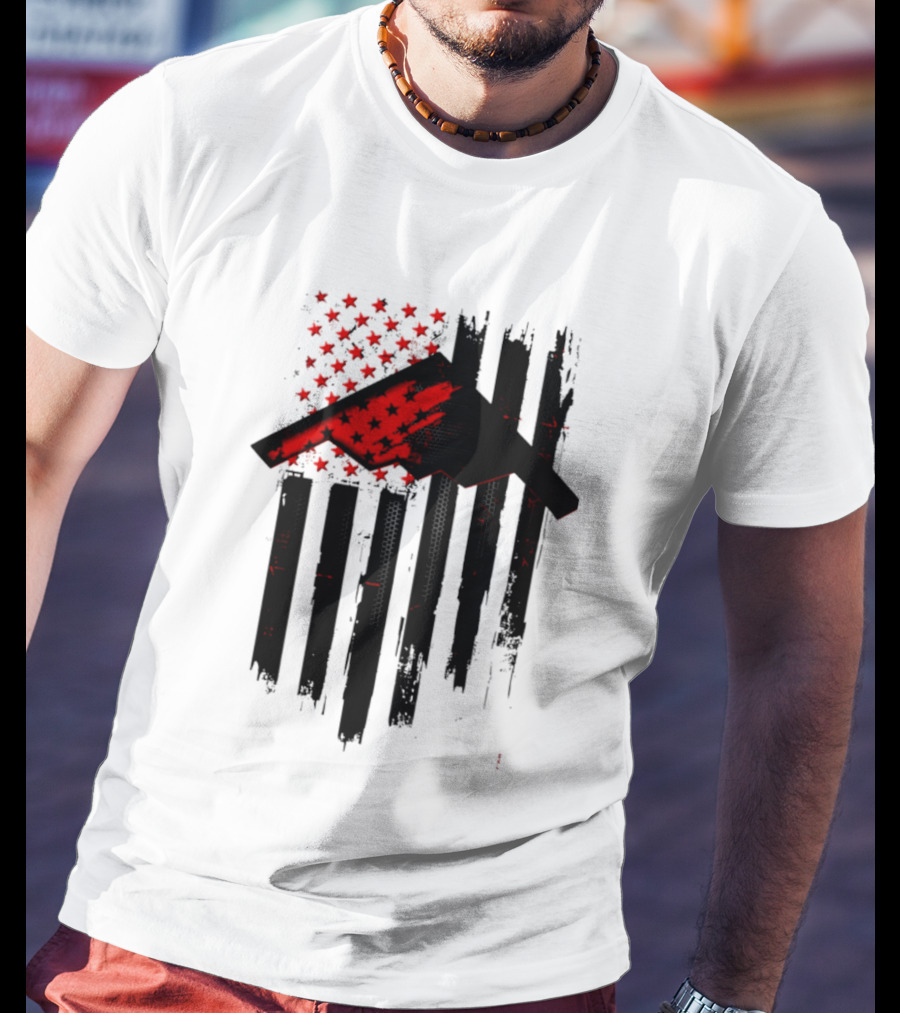 Sprit Carbon Onyx USA Flag Black Red Stars And Stripes T-Shirt