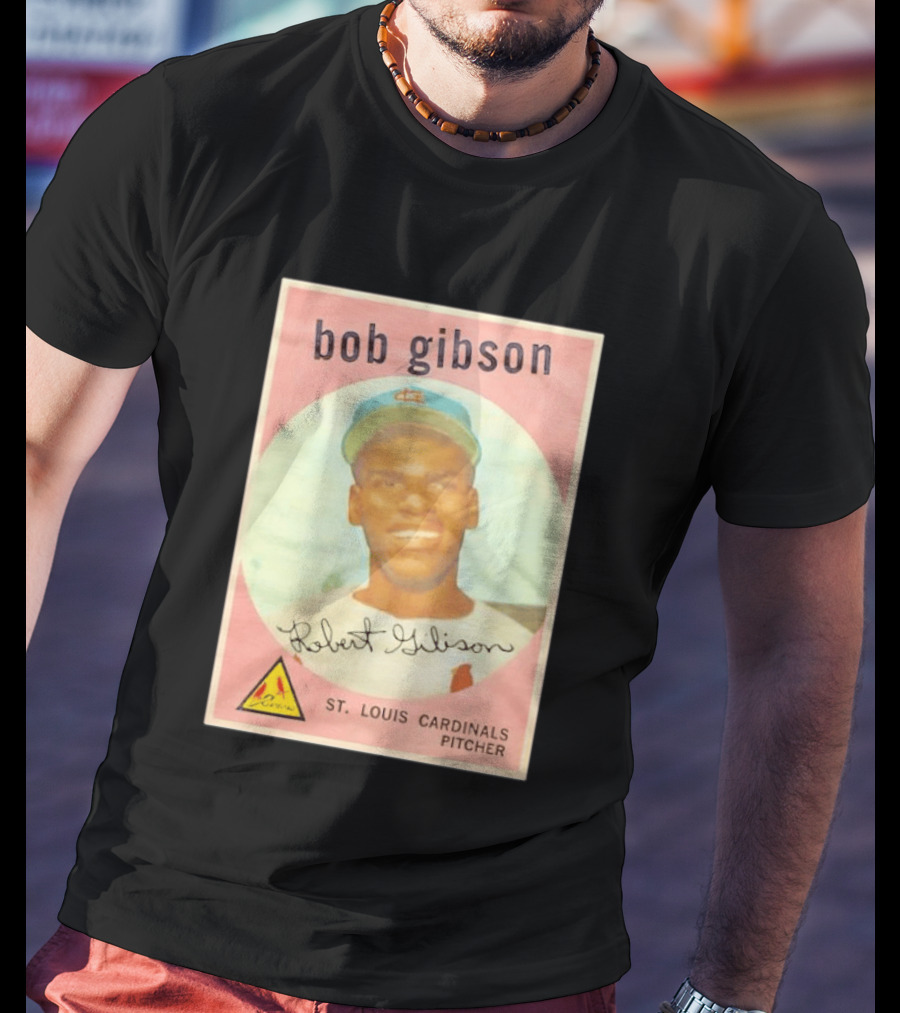 Bob Gibson 1959 St. Louis Cardinals Pitcher Vintage Topps Baseball Card T-Shirt