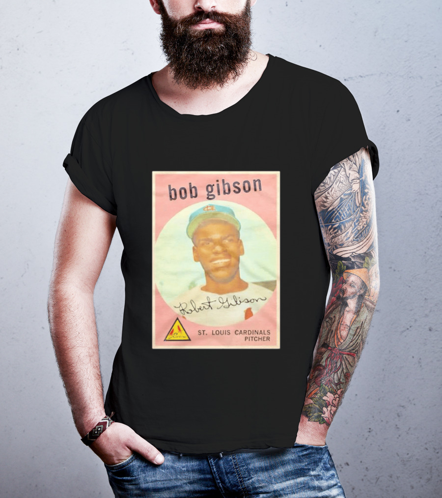 Bob Gibson 1959 St. Louis Cardinals Pitcher Vintage Topps Baseball Card T-Shirt