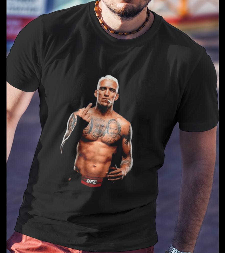 Charles Oliveira UFC Middle Finger Tattoo Smoking 2026 T-Shirt