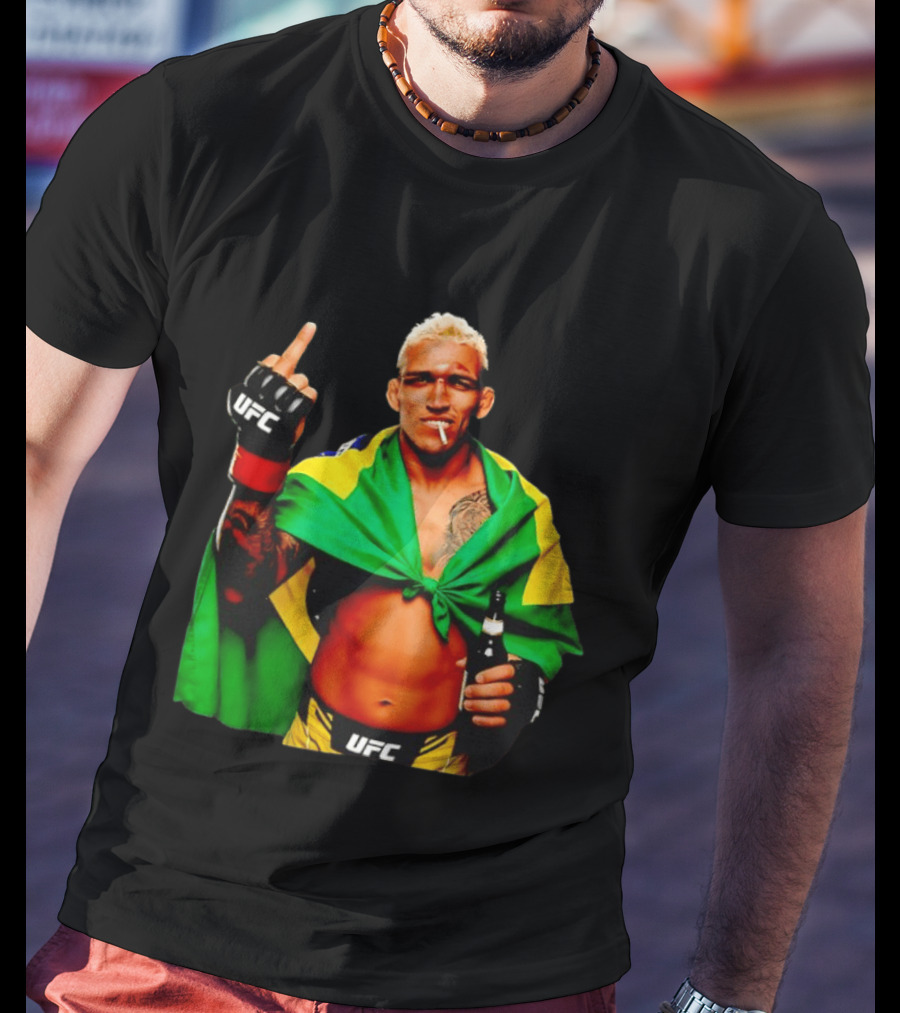 Charles Oliveira UFC Middle Finger Brazilian Flag Fighter T-Shirt
