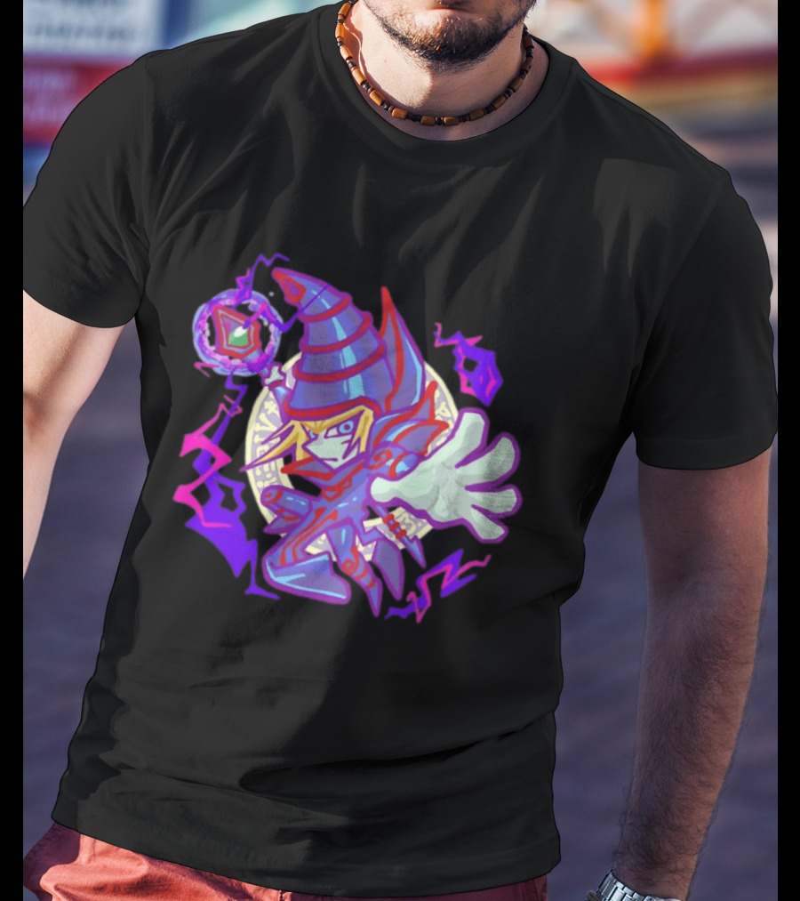Dark Magician Yu Gi Oh Chibi Style Illustration Mystic Energy Sphere T-Shirt