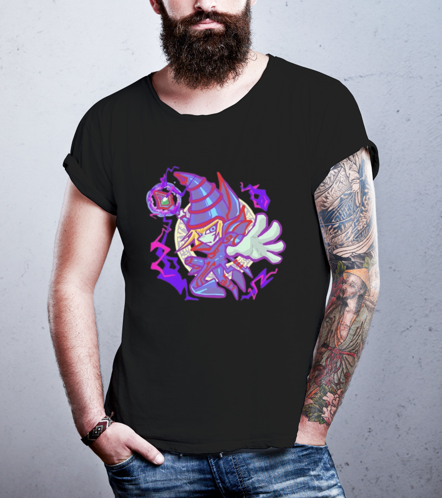 Dark Magician Yu Gi Oh Chibi Style Illustration Mystic Energy Sphere T-Shirt