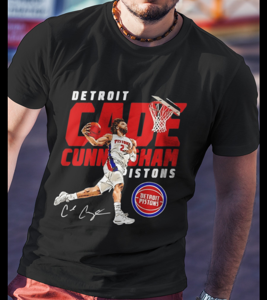 Detroit Pistons Cade Cunningham Windmill Dunk T-Shirt