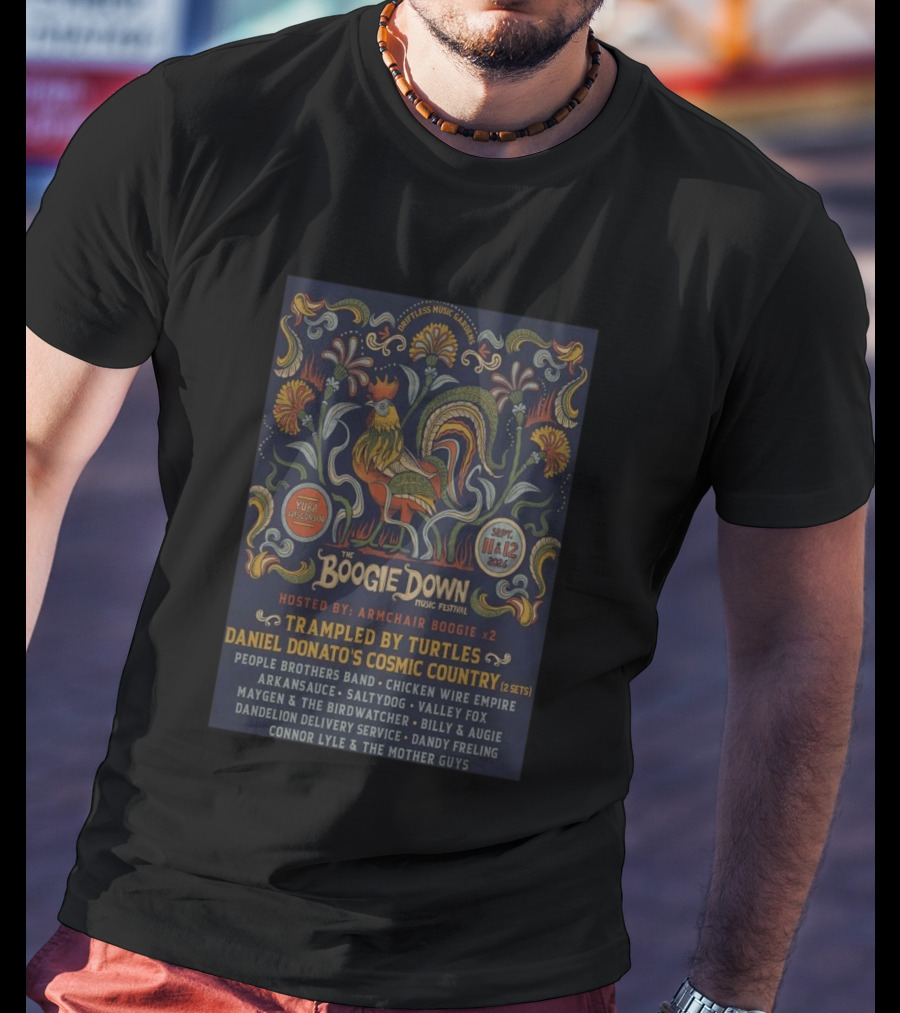 The Boogie Down Music Festival September 11 12 2026 Yuba Wisconsin Trampled By Turtles Armchair Boogie T-Shirt