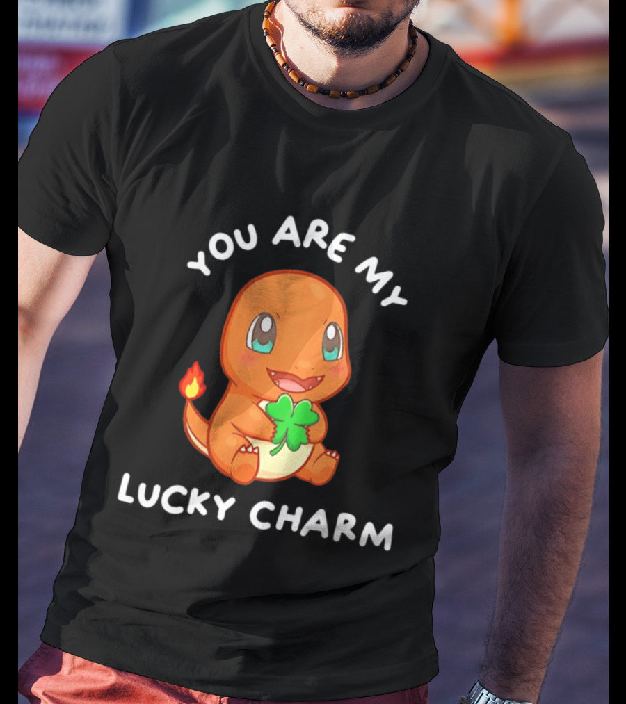 You Are My Lucky Charm Pokemon Charmander Clover Image T-Shirt