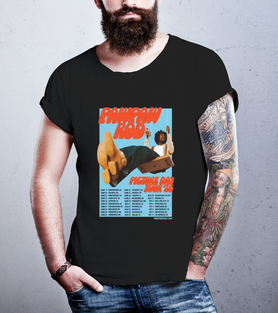 PawPaw Rod Picture Day Tour 2026 Concert Dates And Locations T-Shirt