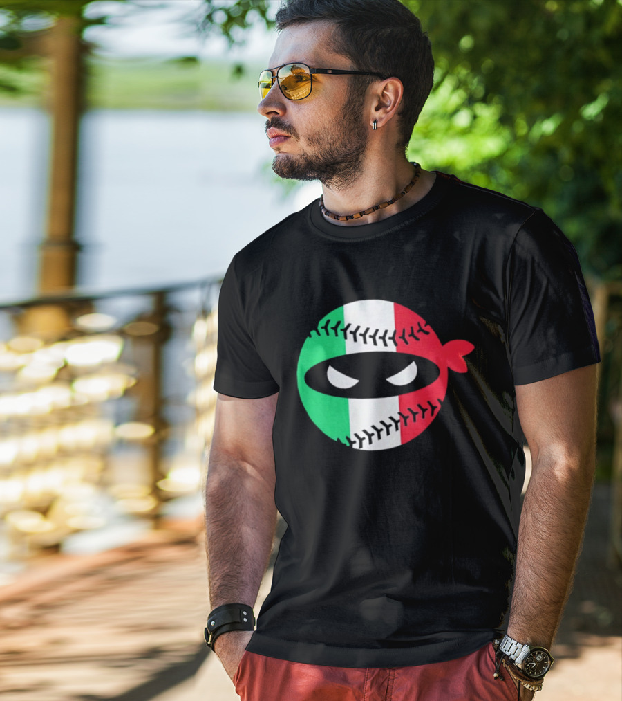 Pitching Ninja Italy Baseball Italian Flag Sports Fan Элита T-Shirt