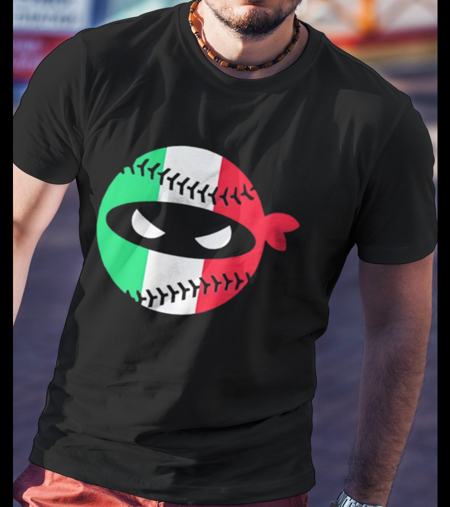 Pitching Ninja Italy Baseball Italian Flag Sports Fan Элита T-Shirt