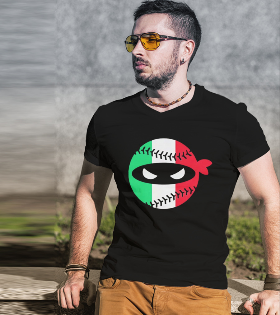 Pitching Ninja Italy Baseball Italian Flag Sports Fan Элита T-Shirt