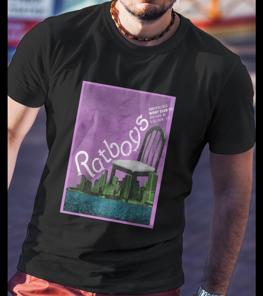 Ratboys March 4 2026 Night Club 101 New York NY Concert Event Chair Cityscape T-Shirt