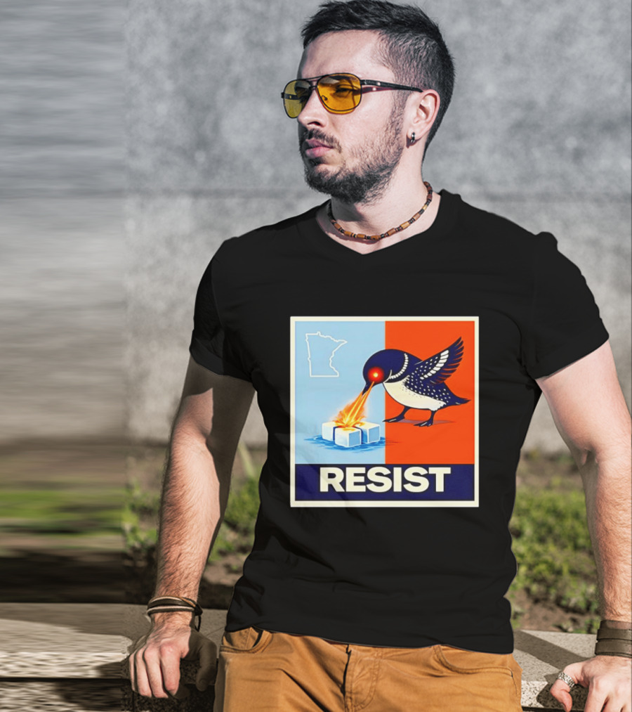 Resist Minnesota Loon Melting ICE Protest T-Shirt