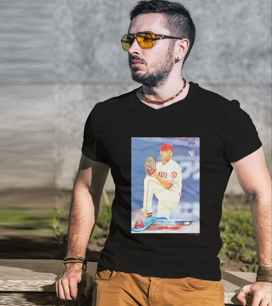 Shohei Ohtani Angels 2018 Topps Baseball Card RC Rookie PDI T-Shirt