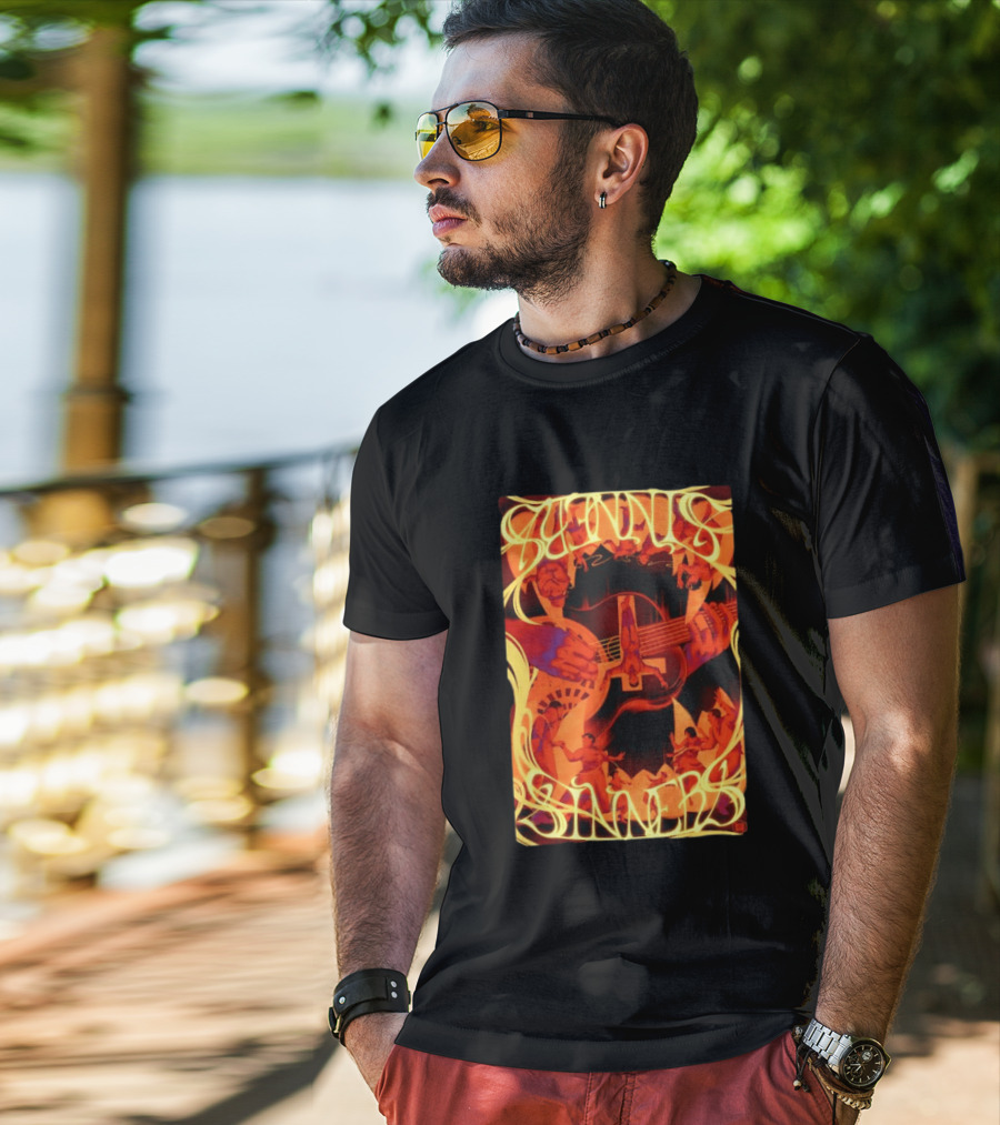 Sinners Pecadores Upside Down Guitar Person T-Shirt